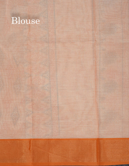 Pastel Blue Colour Printed Pure Cotton Saree With Ribbon Border