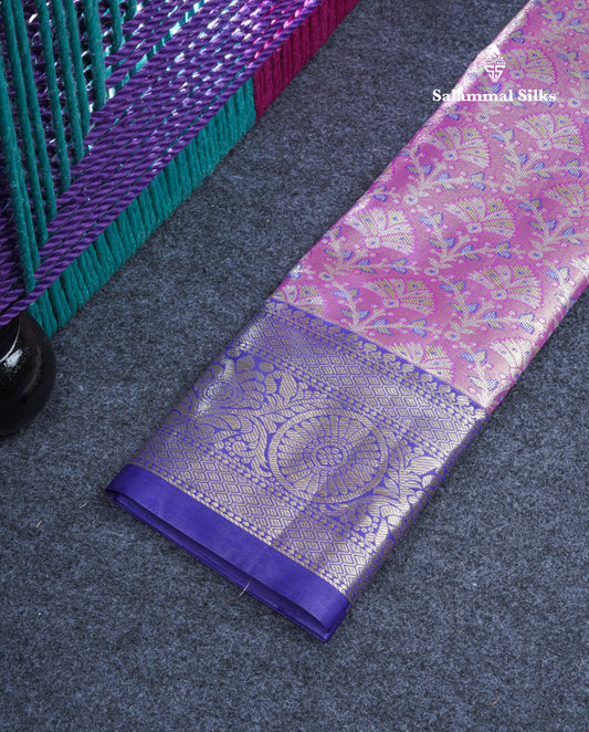 Semi Silk Pattu Pavadai Tissue (Purple) With Violet Blouse 21"