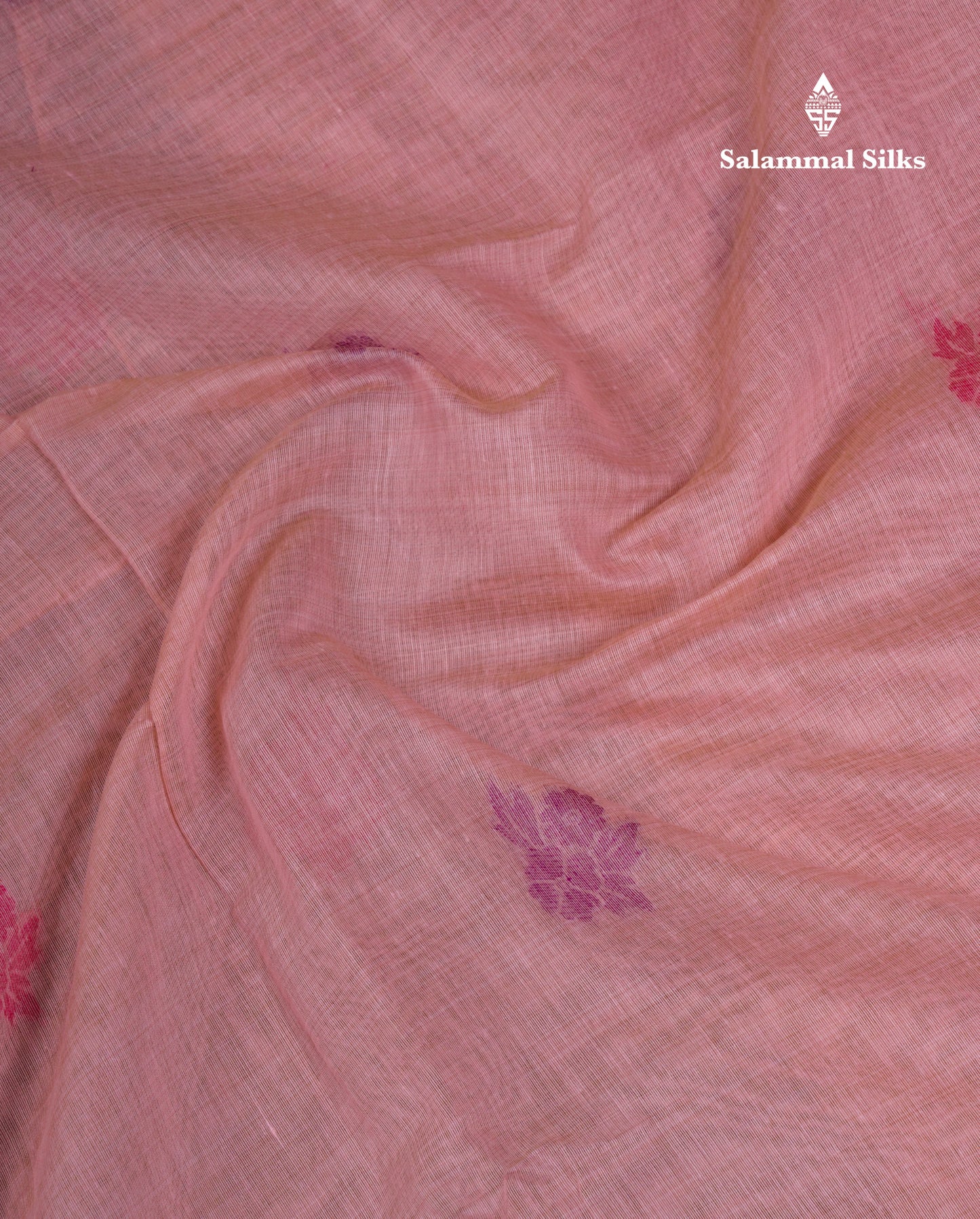 Beautiful Dark Peach Muga Cotton Saree With Contrast Maroon Blouse