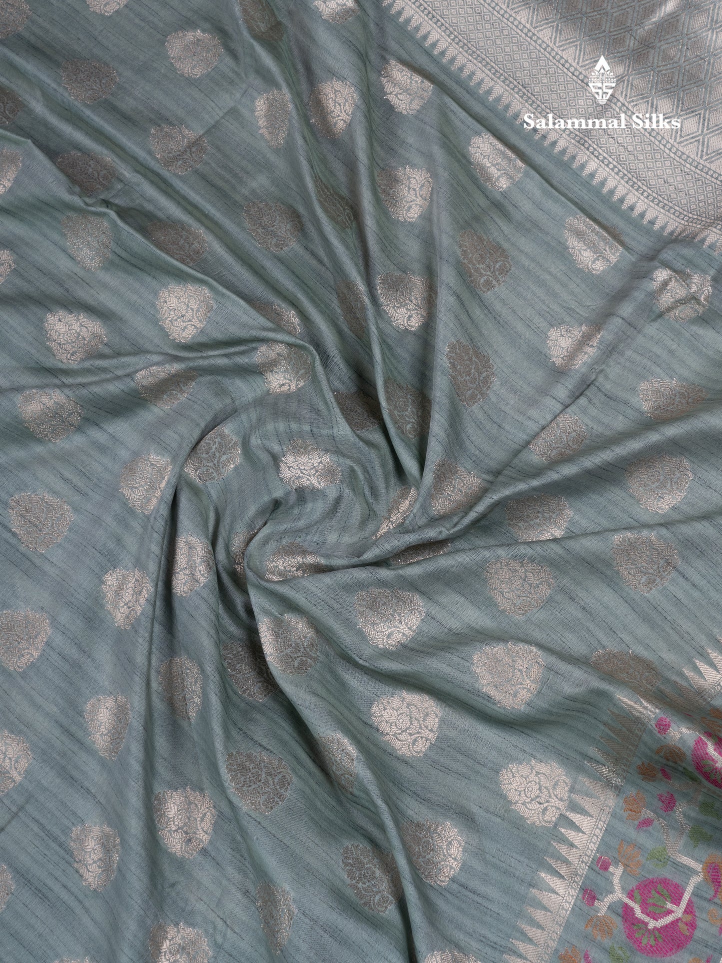 Baby Pink Semi Tussar Fancy Saree With Blouse