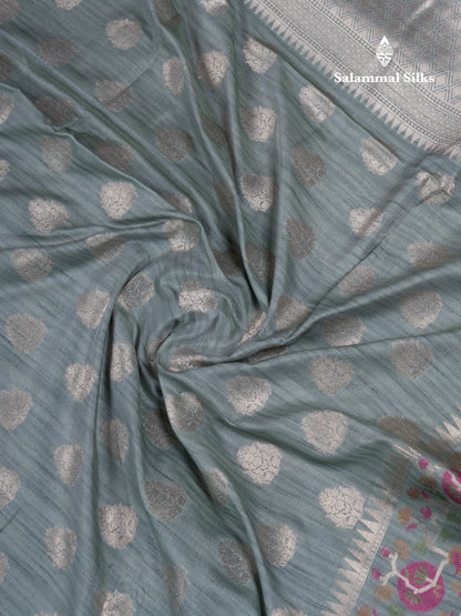 Baby Pink Semi Tussar Fancy Saree With Blouse