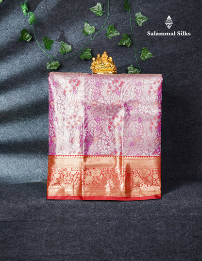 Semi Silk Pattu Pavadai Tissue (Orange) with Pista Green Blouse 27"
