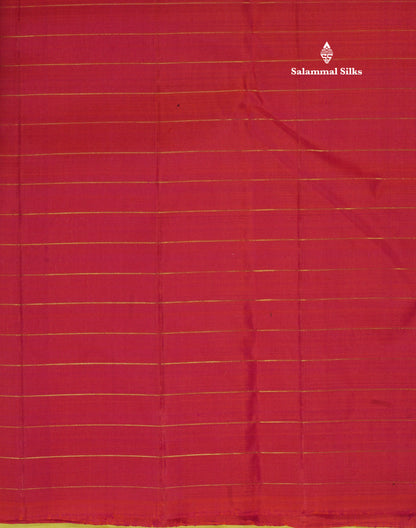 Lemon Yellow Zari Small Checks Pure Kanjivaram Silk Saree with Contrast Blouse