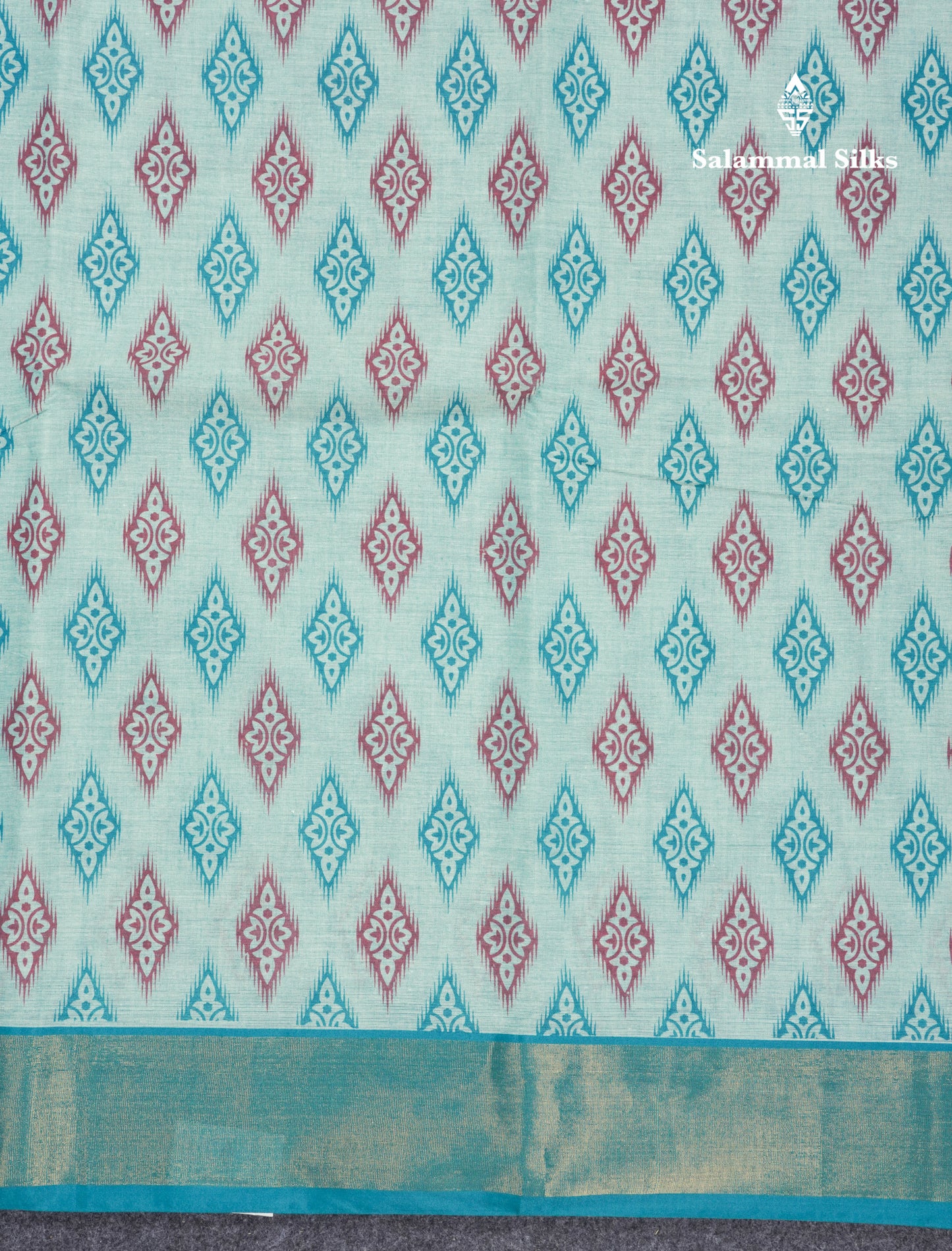 Pastel Blue Colour Printed Pure Cotton Saree With Ribbon Border