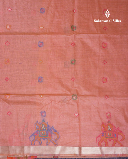Beautiful Cream Sandal Meanakari Work Muga Cotton Saree With Contrast Brown Blouse