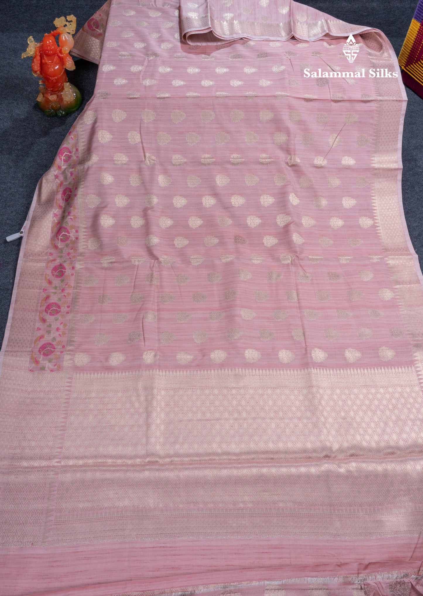 Baby Pink Semi Tussar Fancy Saree With Blouse