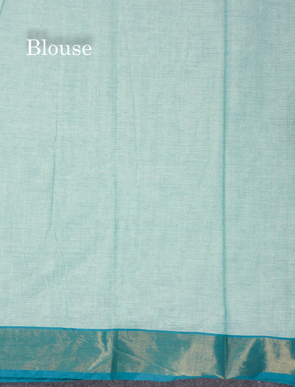 Pastel Blue Colour Printed Pure Cotton Saree With Ribbon Border