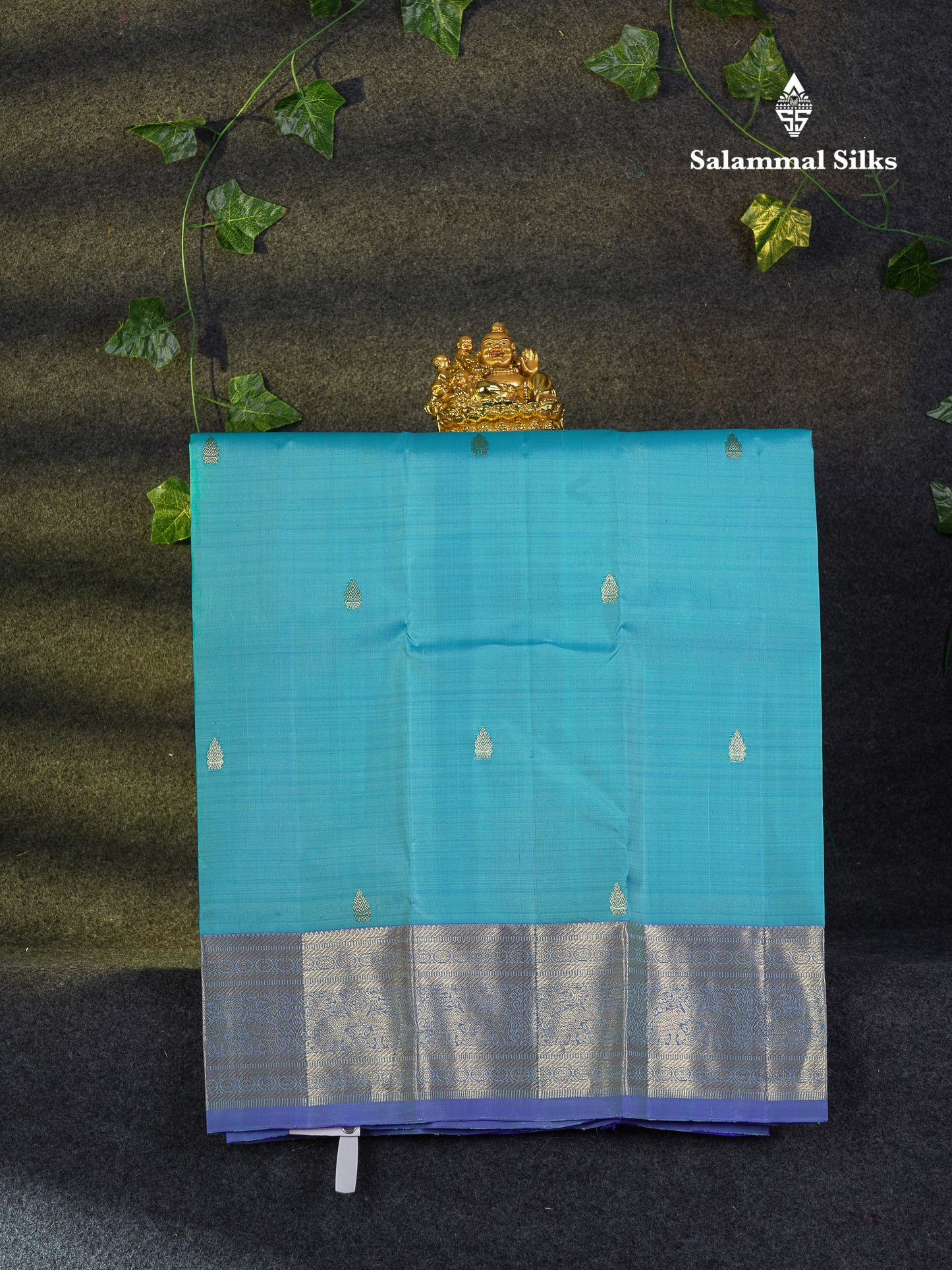 Beautiful Pure Silk Pattu Pavadai (Sapphire Blue) With Contrast Violet Blouse 27"
