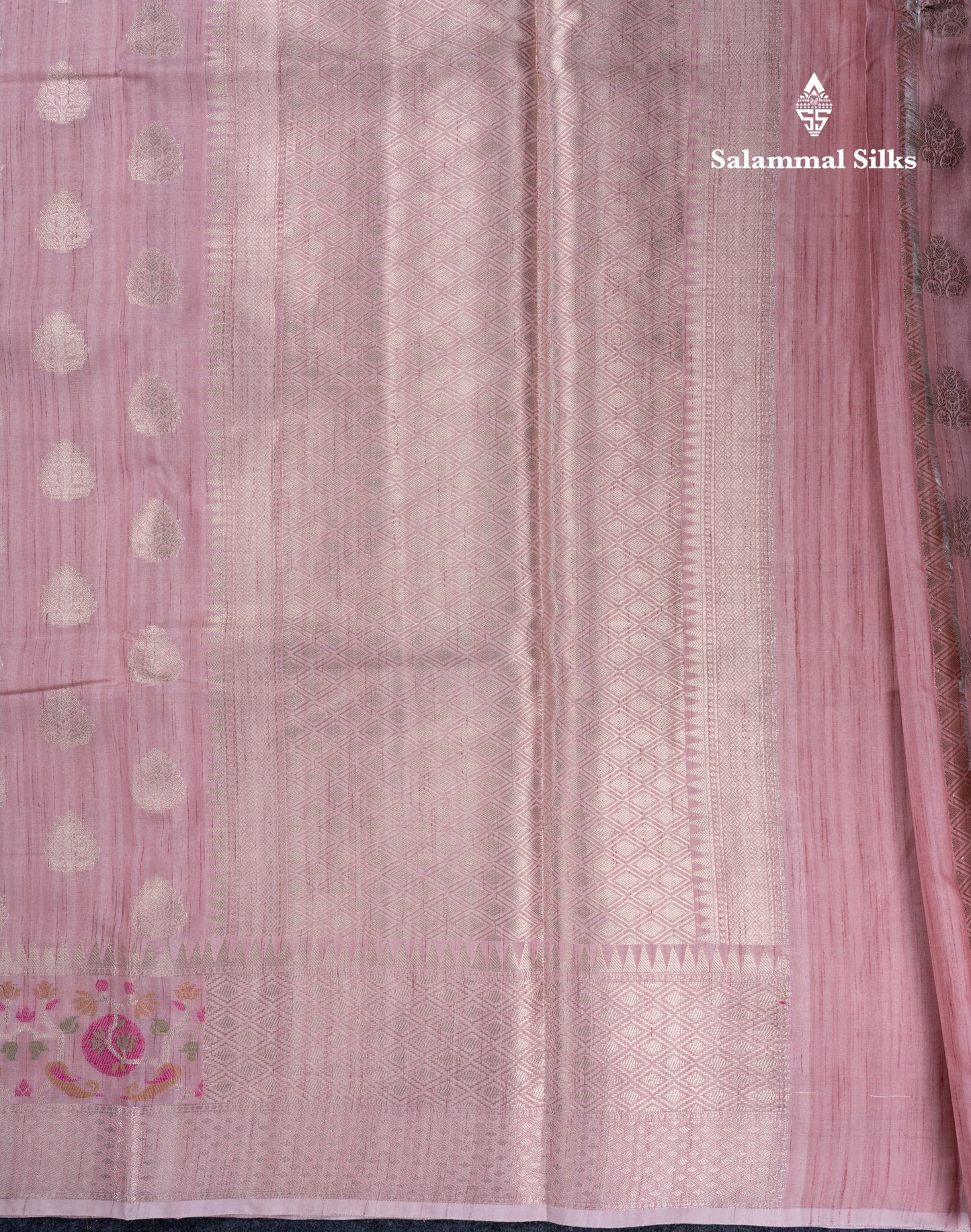 Baby Pink Semi Tussar Fancy Saree With Blouse