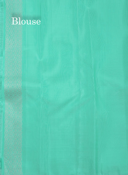 Beautiful Rexona Silver Zari Pure Kanjivaram Silk Saree With Traditional Border