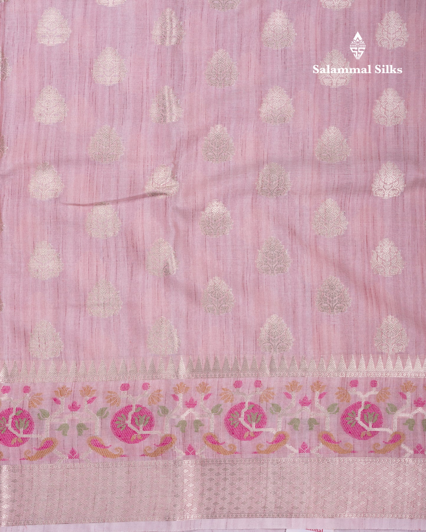 Baby Pink Semi Tussar Fancy Saree With Blouse
