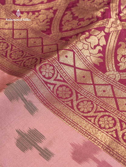 Beautiful Blue Ekkat Design Semi Silk Saree With Contrast Violet Fancy Border
