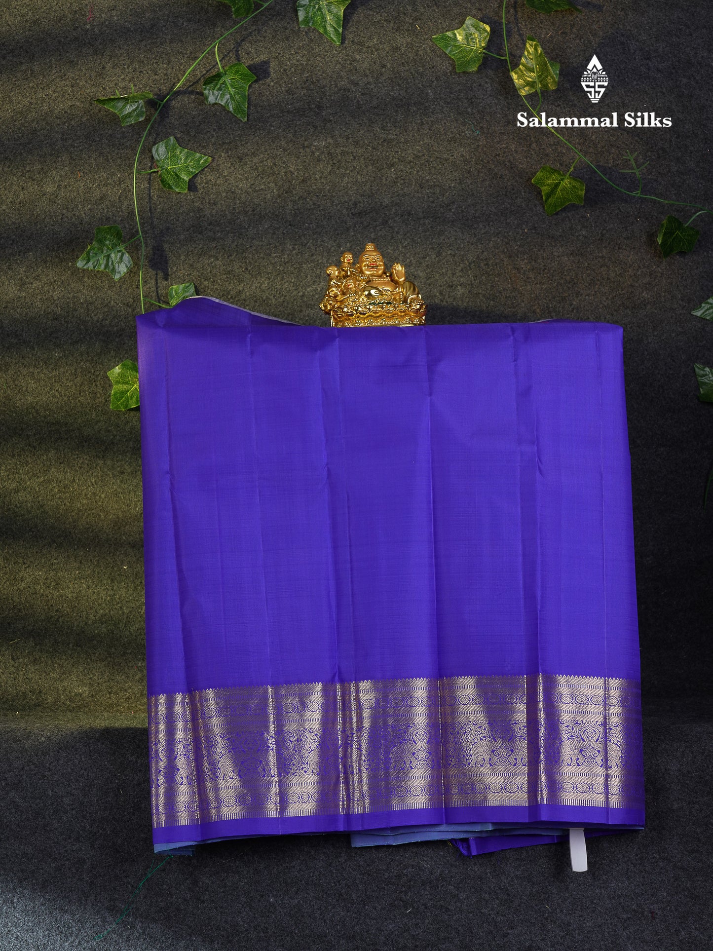 Beautiful Pure Silk Pattu Pavadai (Sapphire Blue) With Contrast Violet Blouse 27"