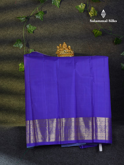 Beautiful Pure Silk Pattu Pavadai (Sapphire Blue) With Contrast Violet Blouse 27"