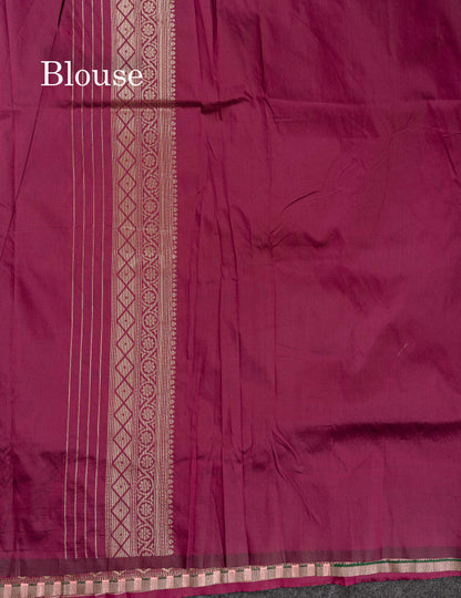 Beautiful Blue Ekkat Design Semi Silk Saree With Contrast Violet Fancy Border