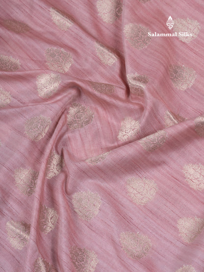 Baby Pink Semi Tussar Fancy Saree With Blouse