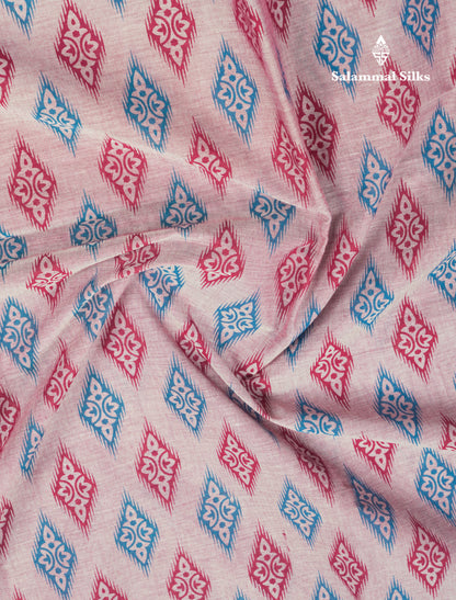 Pastel Blue Colour Printed Pure Cotton Saree With Ribbon Border