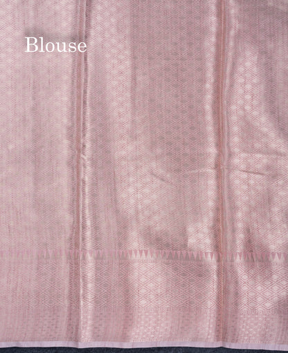 Baby Pink Semi Tussar Fancy Saree With Blouse