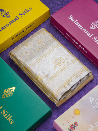 Sandal Bridal Tissue Semi Silk Saree With Traditional Evening Morning Border
