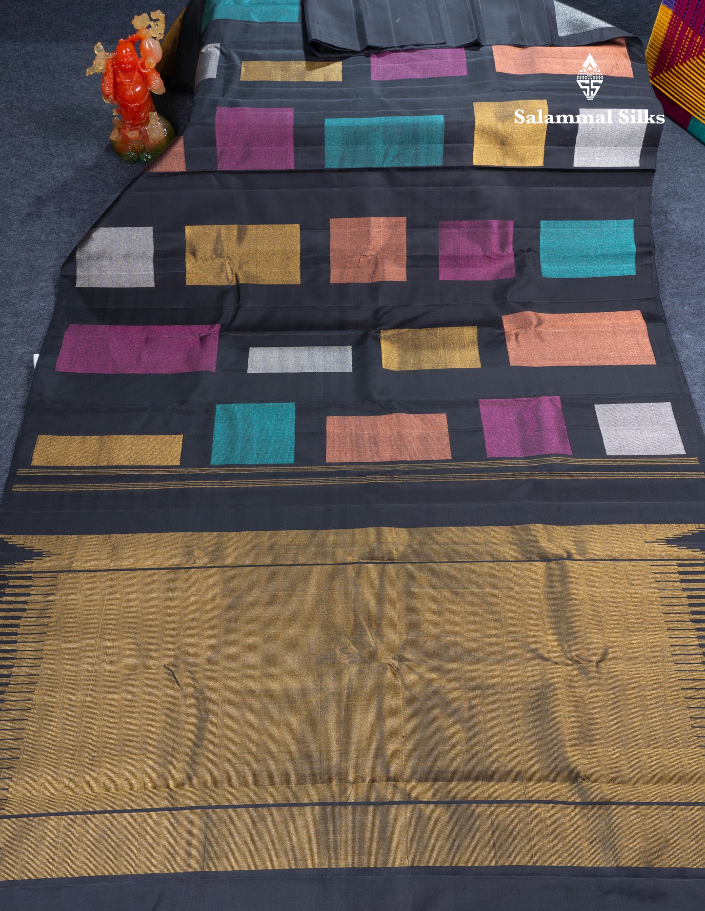 Beautiful Black Fancy Pure Kanjivaram Silk Saree With Self Blouse
