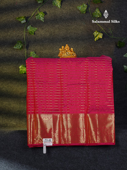 Beautiful Pure Silk Pattu Pavadai Small Checks (Dark Maroon) With Pink Blouse 27"