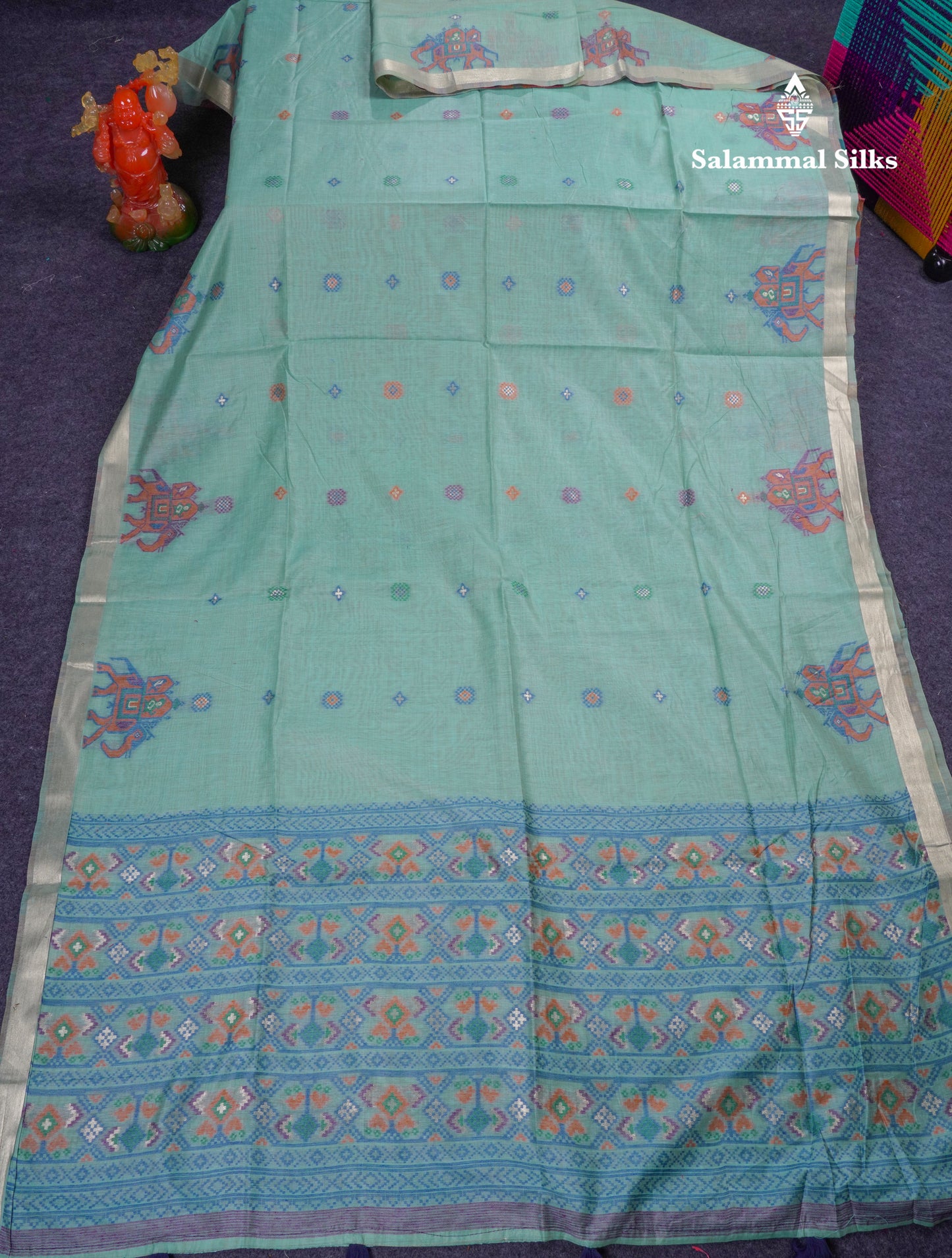 Beautiful Cream Sandal Meanakari Work Muga Cotton Saree With Contrast Brown Blouse