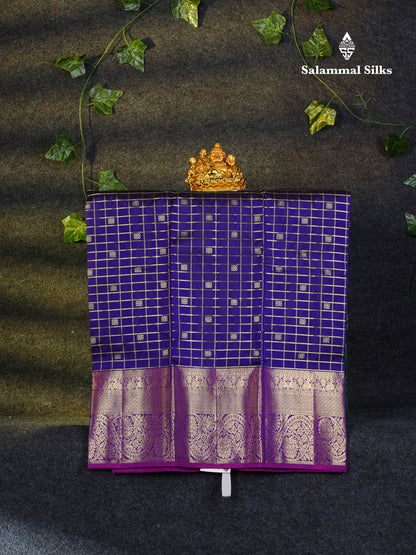 Beautiful Pure Silk Pattu Pavadai Small Checks (Dark Maroon) With Pink Blouse 27"