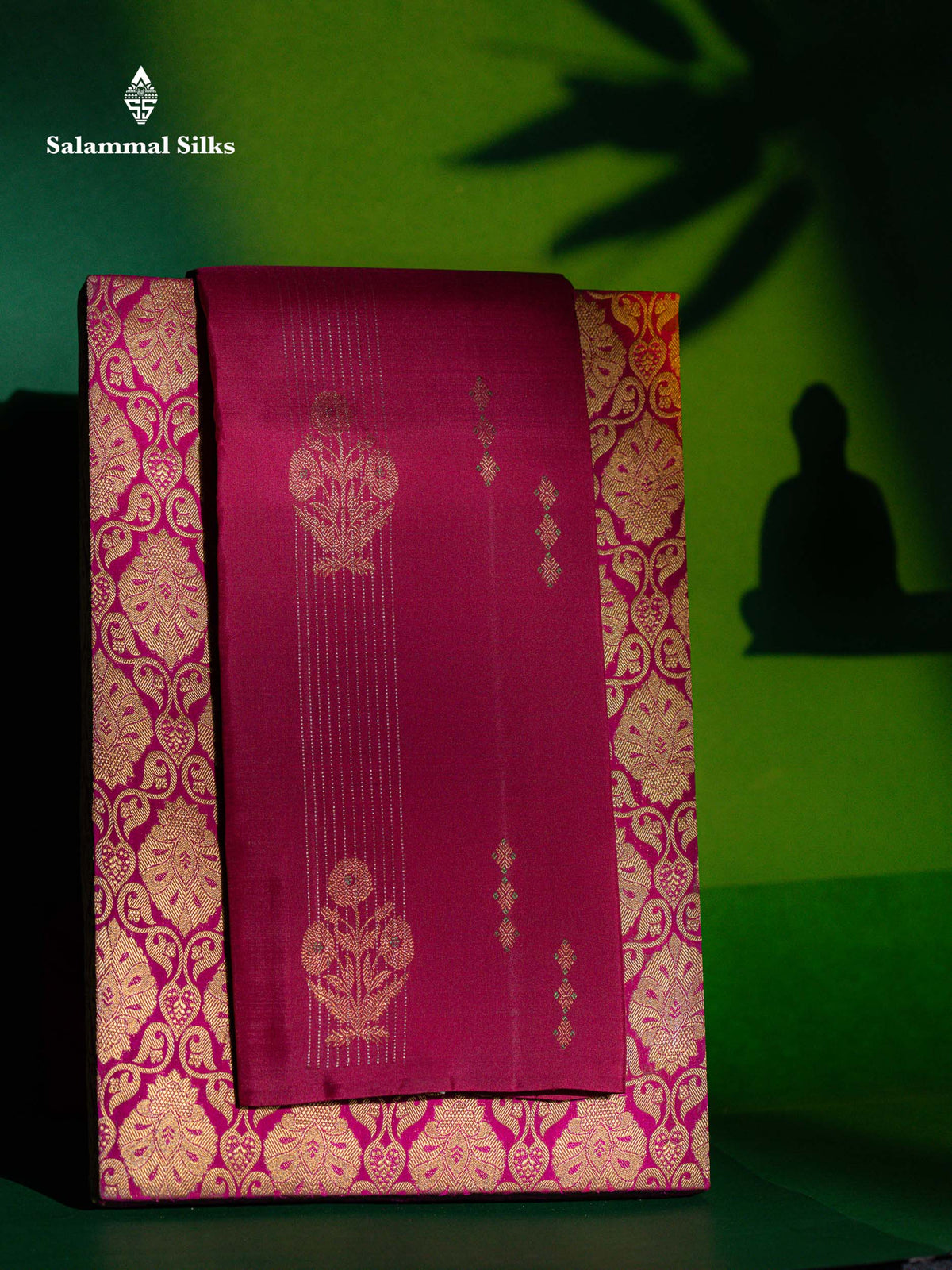 Beautiful Redish Magenta Fancy Pure Kanjivaram Silk Saree With Contrast Manthulir Yellow Blouse