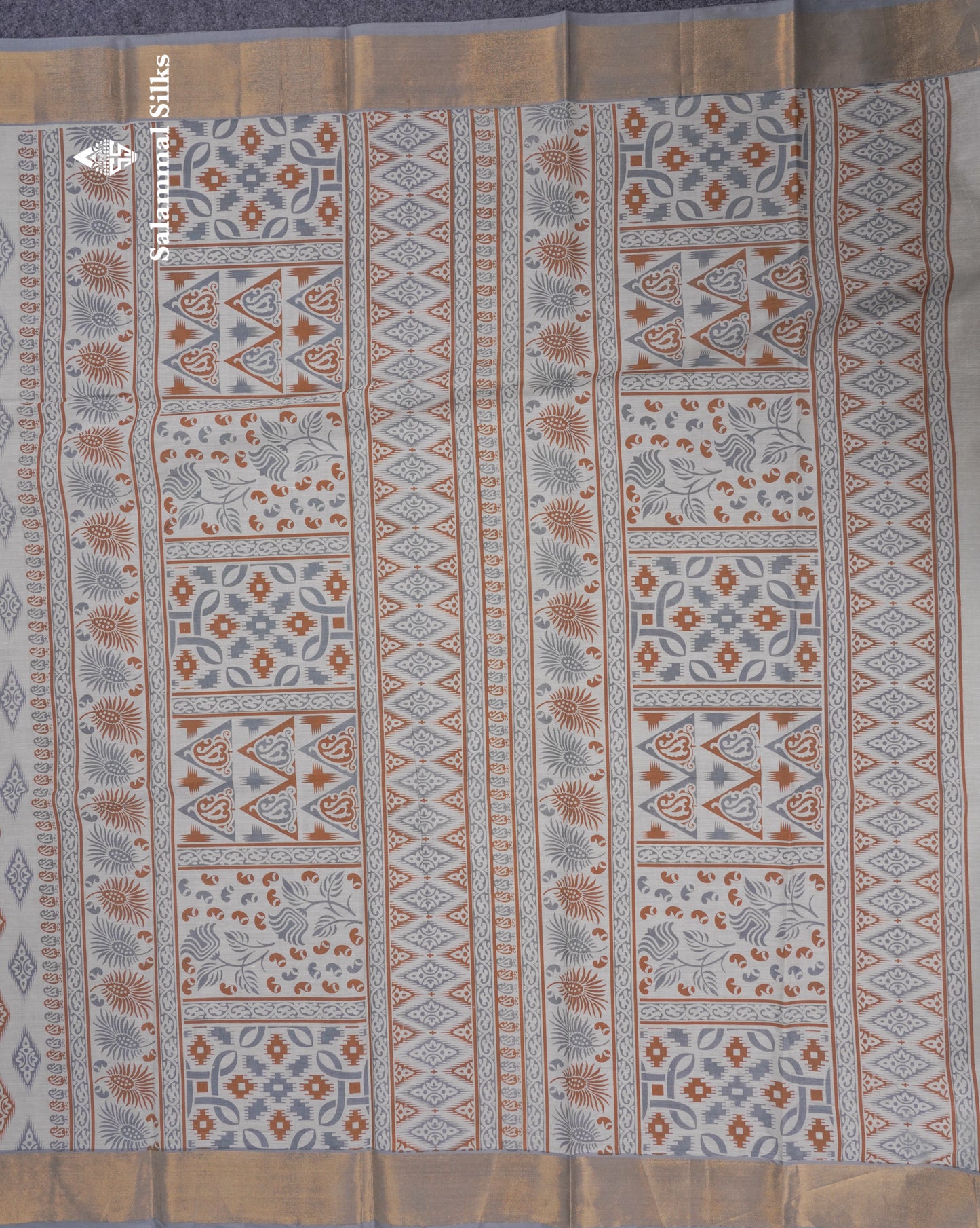 Pastel Blue Colour Printed Pure Cotton Saree With Ribbon Border