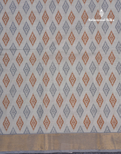 Pastel Blue Colour Printed Pure Cotton Saree With Ribbon Border