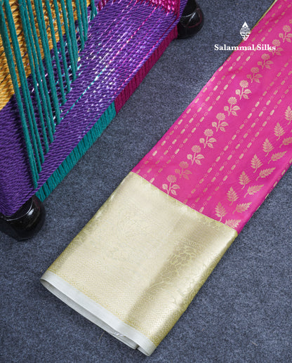 Semi Silk Pattu Pavadai (Pink) with Sandal Blouse 27"