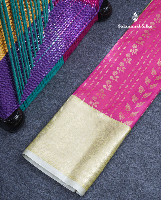 Semi Silk Pattu Pavadai (Pink) with Sandal Blouse 27"