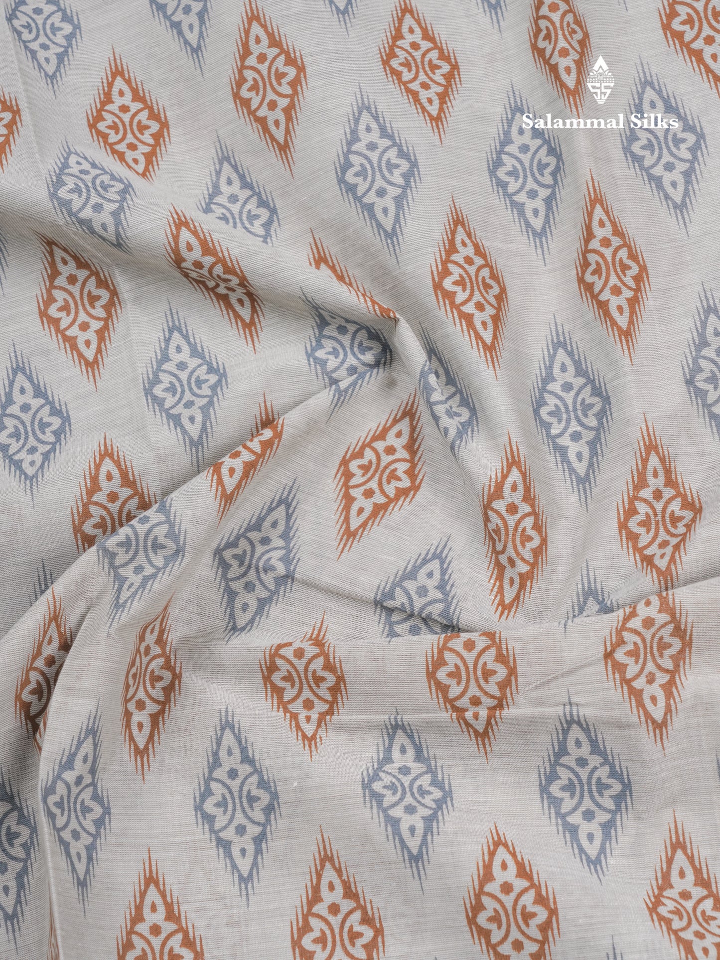 Pastel Blue Colour Printed Pure Cotton Saree With Ribbon Border