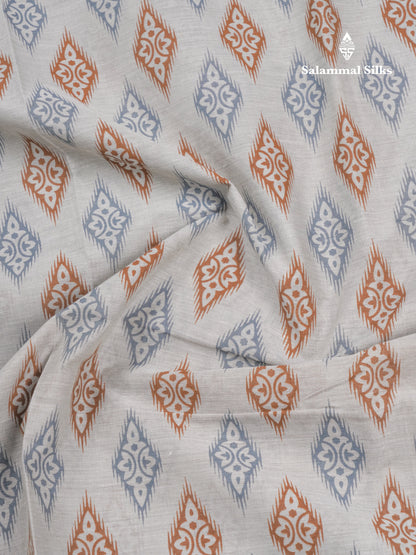 Pastel Blue Colour Printed Pure Cotton Saree With Ribbon Border