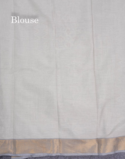 Pastel Blue Colour Printed Pure Cotton Saree With Ribbon Border