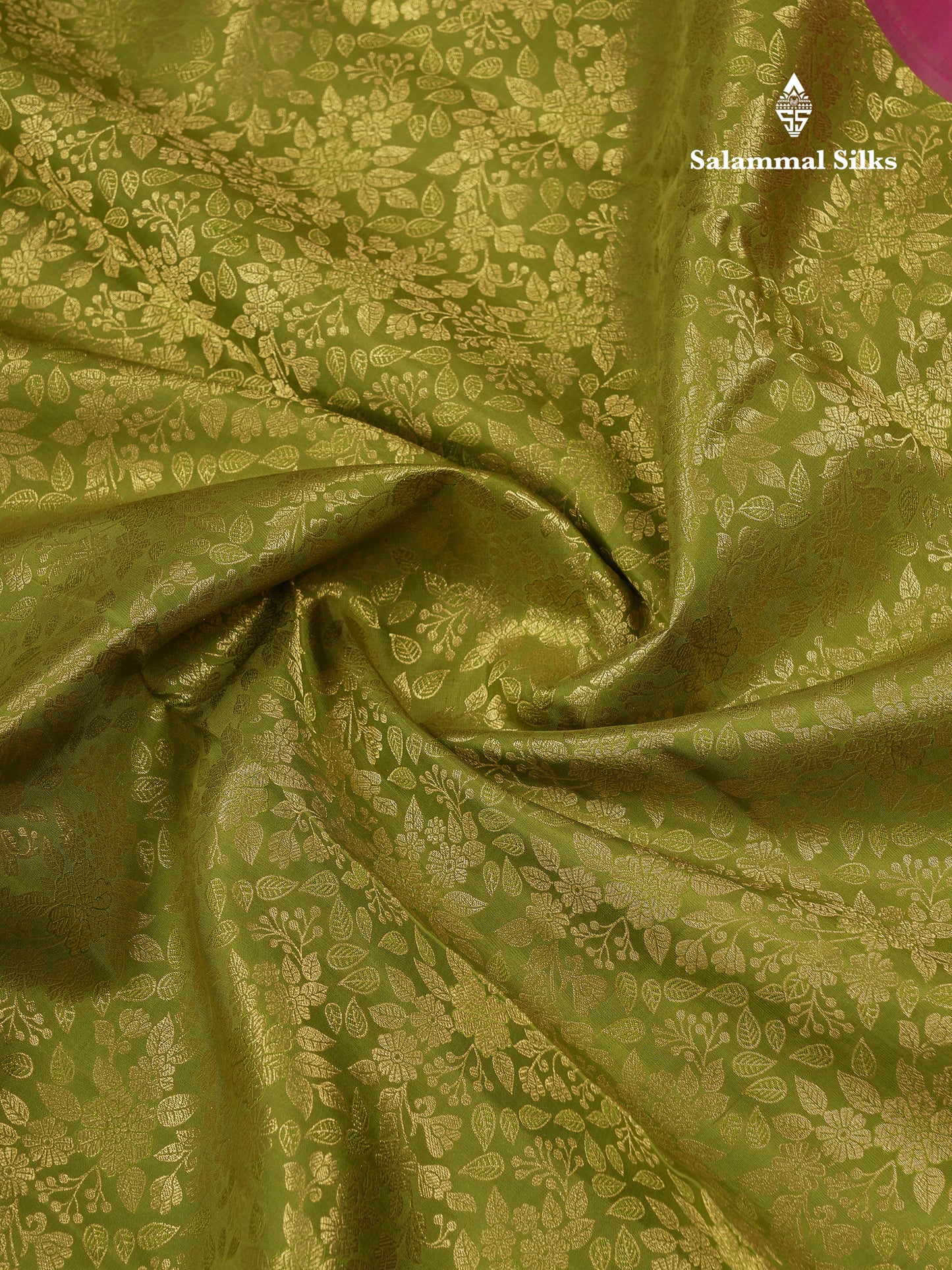 Beautiful Olive Green Bridal Pure Kanjivaram Silk Saree With Contrast Rani Pink Traditional Evening Morning Border