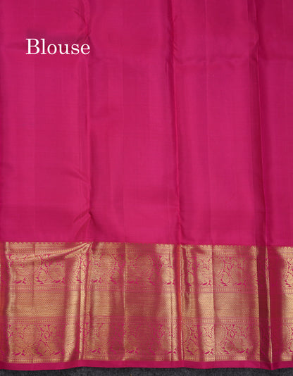 Beautiful Olive Green Bridal Pure Kanjivaram Silk Saree With Contrast Rani Pink Traditional Evening Morning Border
