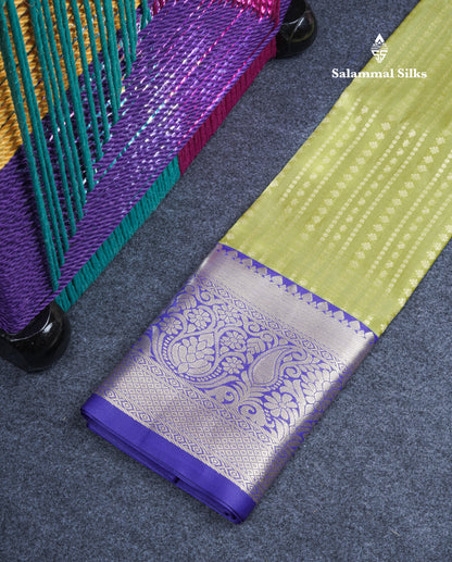Semi Silk Pattu Pavadai (Green) with Violet Blouse 27"