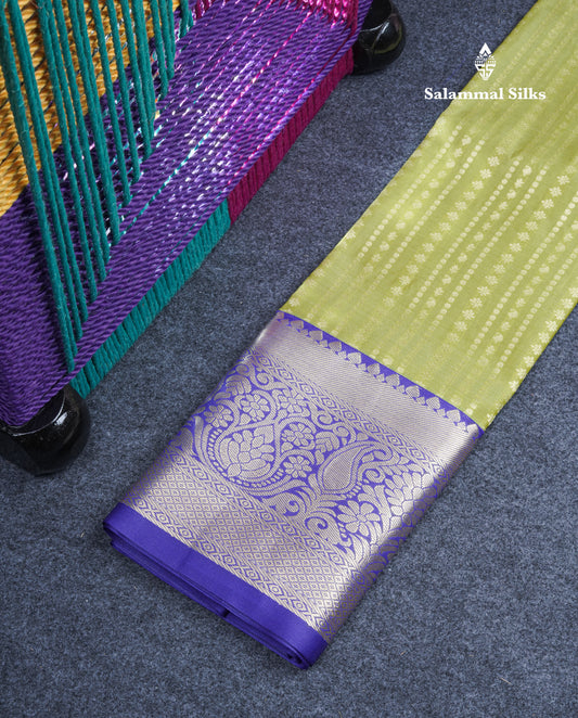 Semi Silk Pattu Pavadai (Green) with Violet Blouse 27"