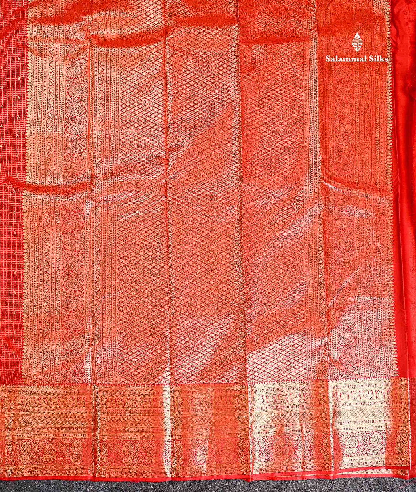 Semi Silk Saree - Redish Maroon Small Checks With Butta Along With Traditional Evening Morning Border