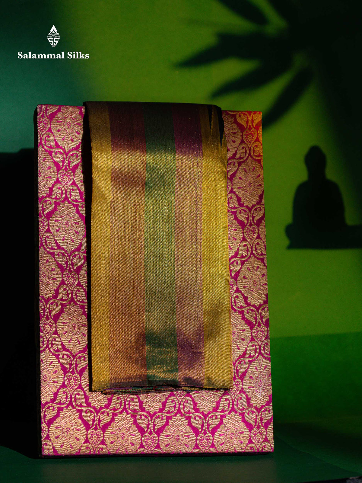 Beautiful 8Kol Black Pure Kanjivaram Silk Saree With Traditional Temple Border