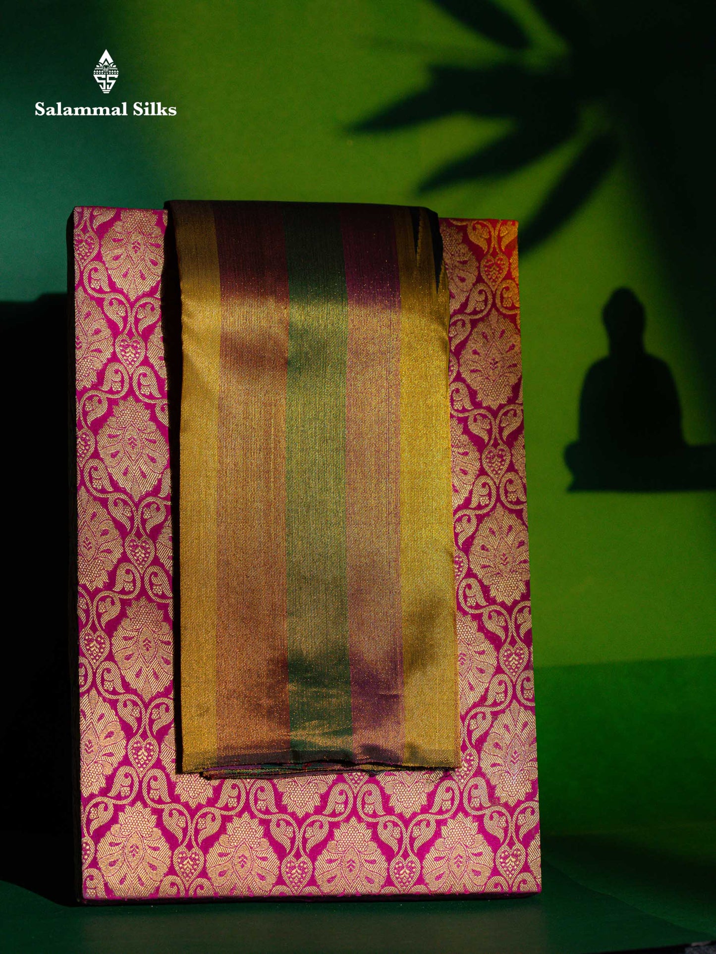 Beautiful 8Kol Black Pure Kanjivaram Silk Saree With Traditional Temple Border