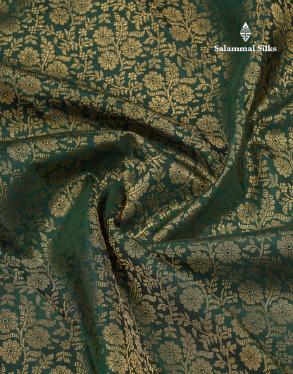 Beautiful Bottle Green Pure Kanjivaram 2G Zari Pure Silk Saree With Traditional Evening Morning Border