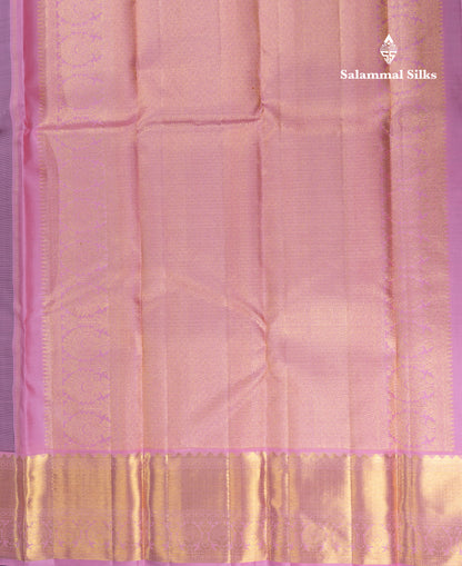Bottle Green Pure Kanjivaram Silk Saree With Contrast Baby Pink Traditional Border