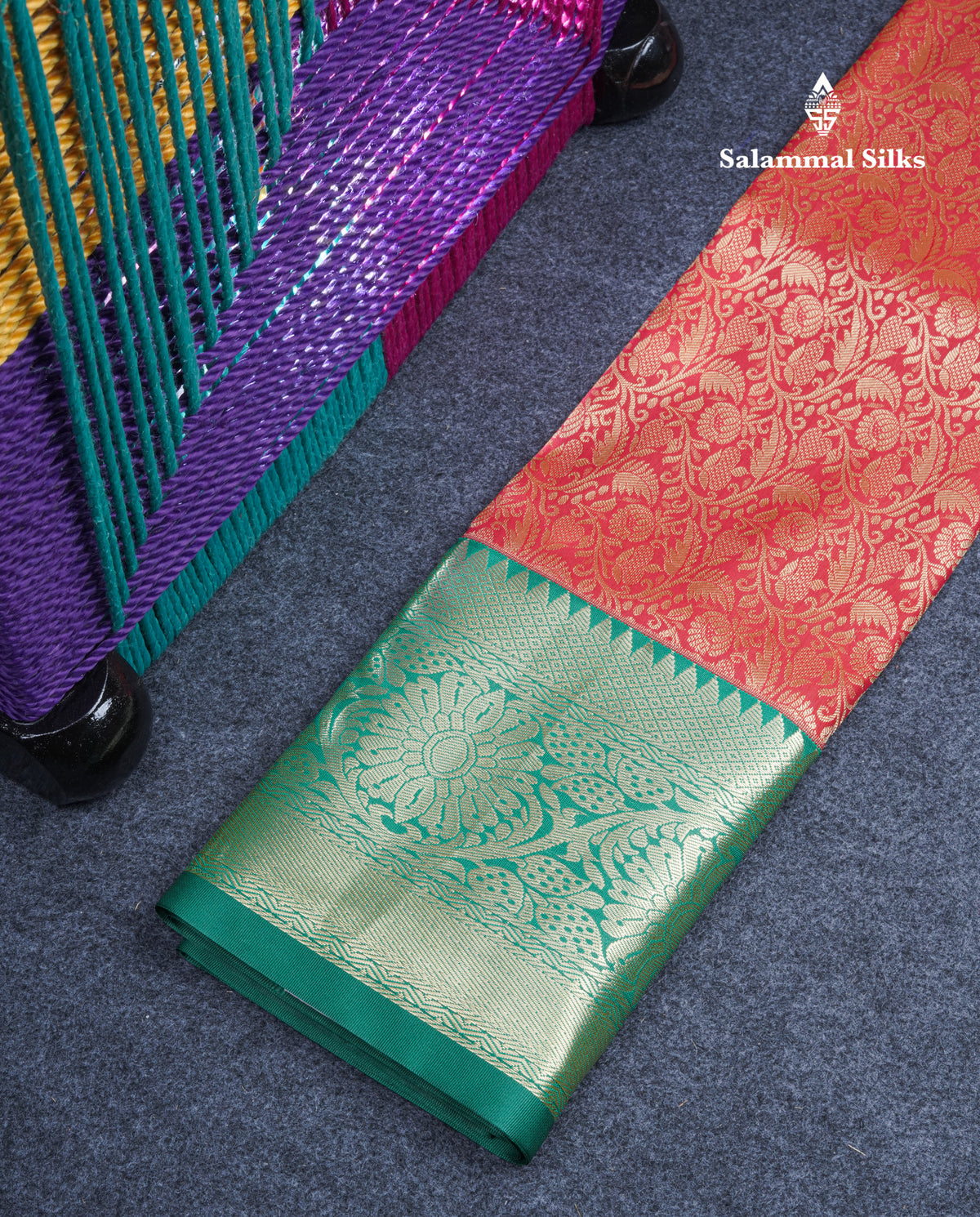 Semi Silk Pattu Pavadai (Red) with Bottle Green Blouse 27"