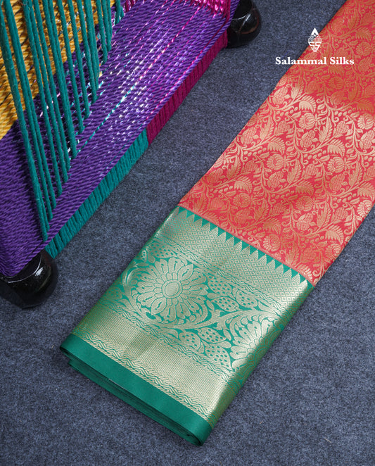 Semi Silk Pattu Pavadai (Red) with Bottle Green Blouse 27"