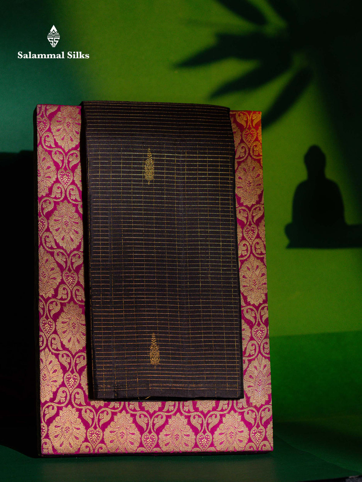 Rust Orange and Dark Brown Half & Half Pure Kanjivaram Silk Saree With Contrast Dark Brown Blouse