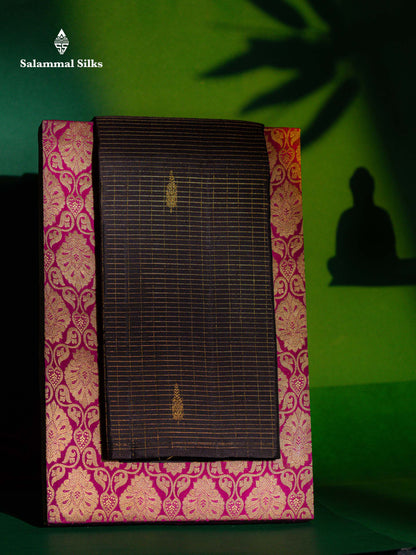 Rust Orange and Dark Brown Half & Half Pure Kanjivaram Silk Saree With Contrast Dark Brown Blouse