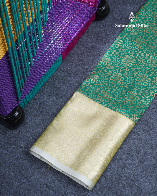 Semi Silk Pattu Pavadai (Bottle Green) with Sandal Blouse 26.5"