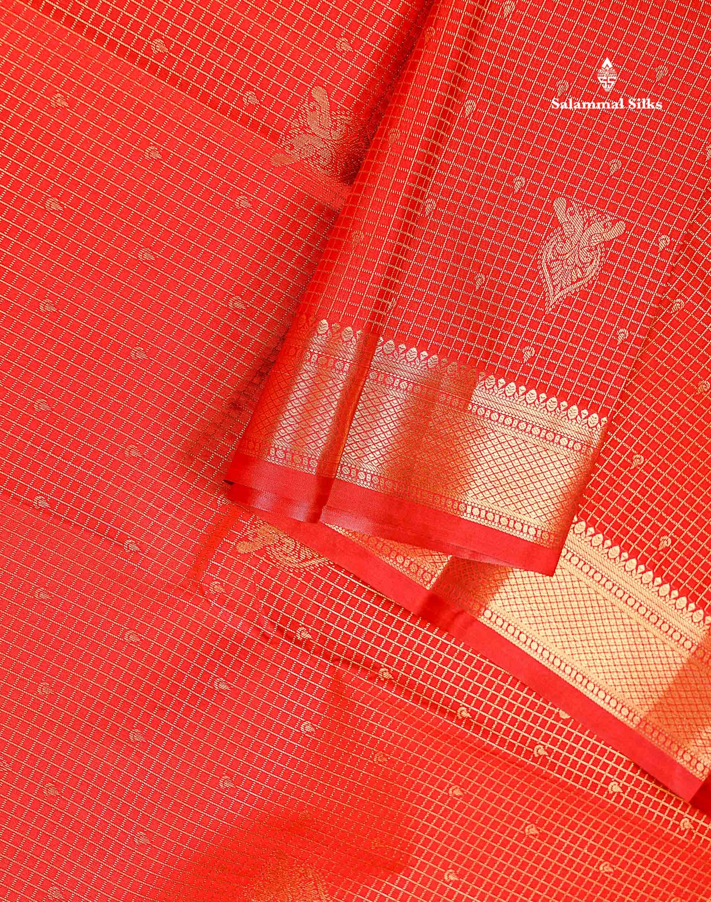 Semi Silk Saree - Redish Maroon Small Checks With Butta Along With Traditional Evening Morning Border